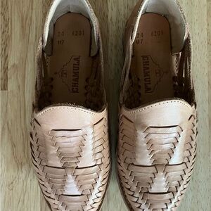 Chamula Tan Leather Huarache Sandals